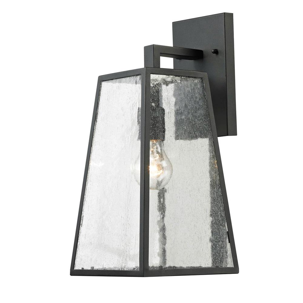 Living District by Elegant Lighting LDOD2201 Outdoor Wall lantern D:7 H:15.5 100W Matte Black Finish Clear Seedy glass Lens